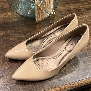 Worn once!  Nude Patent Leather Heels